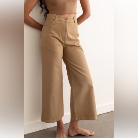 First Rite Tan Wide-Leg Pants - Picture 2 of 4